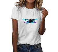 AMDOLE Polo para mujer, camiseta de verano para mujer, camiseta simple con estampado floral, camiseta de verano de manga corta con cuello en O, camiseta básica de invierno, suelta, cómoda, túnica