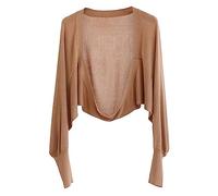 AMDOLE Polo para mujer con diseño de silueta de color liso Siping-Craft-Lyocell, punto ligero, bufanda, camiseta para mujer, camiseta de verano (caqui, talla única)