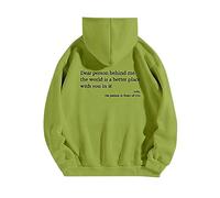 AMDOLE Ropa deportiva para mujer, suéter con capucha para mujer, color liso, manga larga, estampado de letras, suéter de Navidad para hombre, verde menta, S