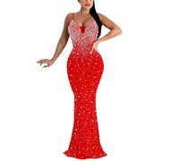 AMDOLE Ropa gótica para mujer, sexy, con cuentas para uñas, vestido de noche, largo, RD1., XXL