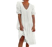 AMDOLE Ropa gótica para mujer, verano, monocolor, cuello en V, media manga, vestido informal elegante bajo túnica suelta, vestido maxi de moda, vestido de playa, vestido de verano, vestido de baile