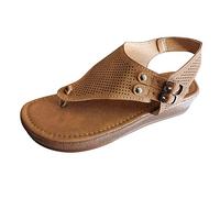 AMDOLE Sandalias para mujer, sandalias con tapa hueca para mujer, plataforma de cuña, zapatos de mujer, sandalias casuales de moda para mujer, zapatos de invierno para mujer, 40, caqui, 41 EU