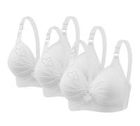 AMDOLE Sport-BHS für Damen 2024 Bequemer V-Ausschnitt Ohne Bügel-BH Verstellbarer Träger Atmungsaktive Soft-BHS Damen Set Kleidung, blanco con detalle gris, XL