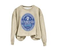 AMDOLE St.Day Go Irish Pride and Tradition Sudadera Casual Sudadera Retro Sudadera Casual Top Love Green Luck Leaf Print Top Jersey Asimétrico Mujer, beige, S