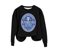AMDOLE St.Day Go Irish Pride and Tradition Sudadera Casual Sudadera Retro Sudadera Casual Top Love Green Luck Leaf Print Top Jersey Asimétrico Mujer, Negro , M