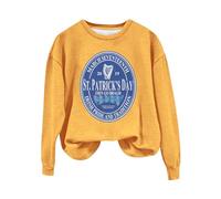AMDOLE St.Day Go Irish Pride and Tradition Sudadera Casual Sudadera Retro Sudadera Casual Top Love Green Luck Leaf Print Top Jersey Asimétrico Mujer, amarillo, S