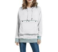 AMDOLE Sudadera con capucha holgada con bolsillos grandes, cómoda e informal, sudadera con capucha para mujer, mejor amiga, suéter para dos, Blanco, L
