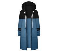 AMDOLE Sudadera con capucha para mujer, chaqueta larga de forro polar con cremallera completa, abrigos de moda para otoño e invierno, sudaderas de gran tamaño, con forro de piel sintética, ropa de