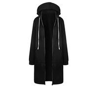 AMDOLE Sudadera con capucha para mujer, chaqueta larga de forro polar con cremallera completa, abrigos de moda para otoño e invierno, sudaderas de gran tamaño, con forro de piel sintética, ropa de