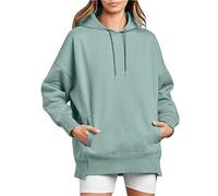 AMDOLE Sudadera con capucha para mujer, de gran tamaño, forro polar, informal, hombros profundos, sudaderas deportivas, manga larga, sudaderas de otoño 2023, verde menta, XL