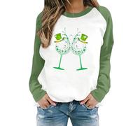 AMDOLE Sudadera de manga larga con estampado de copa de vino para mujer y cuello redondo para niñas y adolescentes, Vino, M