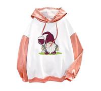AMDOLE Sudadera de manga larga para mujer con cuello redondo y capucha a juego, Rosa., L