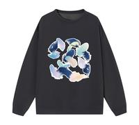 AMDOLE Sudadera informal para mujer, cuello redondo, manga larga, cuello redondo, manga larga, hombros cruzados, dobladillo acanalado, sudadera de gran tamaño, para adolescentes y niñas, Negro , S