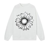 AMDOLE Sudadera informal para mujer, cuello redondo, suéter de manga larga para otoño, hombros cruzados, puños acanalados en el dobladillo, sudadera de gran tamaño con purpurina para mujer, Blanco