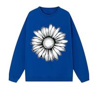 AMDOLE Sudadera informal para mujer, cuello redondo, suéter de manga larga para otoño, hombros cruzados, puños acanalados en el dobladillo, sudadera de gran tamaño con purpurina para mujer, azul