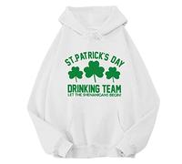 AMDOLE Sudaderas con estampado dulce para mujer, sudadera con capucha de manga larga, sudaderas con cuello falso para mujer, Blanco, S