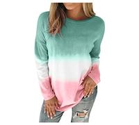 AMDOLE Sudaderas Mujer Impreso Tamaño Jersey Gradient Color Mosca Mangas Top Plus Blusa Larga Mujer Carnaval Disfraz Mujer, verde, S