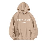 AMDOLE Suéter con capucha y cordón de las mujeres suéteres baratos, caqui, L