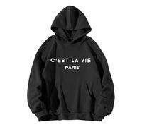 AMDOLE Suéter con capucha y cordón de las mujeres suéteres baratos, Negro , 3XL