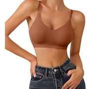 AMDOLE Sujetador deportivo con pechos grandes, cómodo, ligeramente forrado, sin costuras, sin costuras, triángulo brasero para mujer sujetador deportivo, caqui, XL