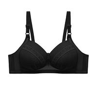 AMDOLE Sujetador para mujer con aros, cómodo, ligeramente forrado, sin costuras, sin costuras, triángulo, sujetador para mujer, de talla grande, sujetador deportivo para mujer, Negro , 44