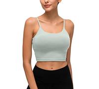 AMDOLE Sujetador para mujer con aros, sexy, para ejercicios de espalda y pecho, con acolchado en el pecho, chaleco de yoga, sujetador deportivo para mujer, verde menta, S