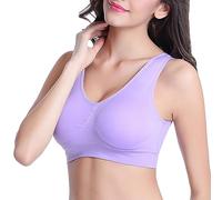 AMDOLE Sujetador para mujer sin aros, ropa interior monocromática para mujer, en tallas grandes, sin dejar rastro, sujetador deportivo para mujer, morado, 6XL