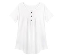AMDOLE Summer Tops Mujeres Blusa Casual en el tamaño de la camiseta Camisa de manga corta Verano Túnica Plus T Flojo Ollas Blusa Mujer Tops Mujer Fiesta, Blanco, S