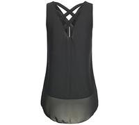 AMDOLE Top Blusa de mujer con tanques en T Blusa de mujer con cremallera suelta cuello en V sin mangas Top Blusa elegante, Negro , L