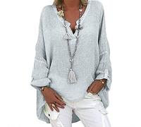 AMDOLE Tops con purpurina para mujer, camisas con mangas largas y CharmeFeat Top Camisas Blusenshirt Mujer, gris, L