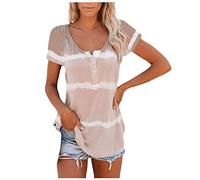AMDOLE Tops Mujer Elegante Blusa Básica Top Blusa Verano Tops, caqui, L