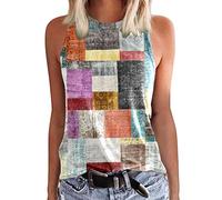 AMDOLE Tops para mujer cómodas camisetas de tirantes para mujer con cuello redondo, sin mangas, verano, casual, holgado, camiseta básica, blusa de playa tops para mujer, caqui, XL