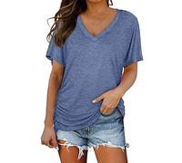 AMDOLE Tops para mujer, lisos, casuales, holgados, para salir, para mujer, Reino Unido, azul, XXL
