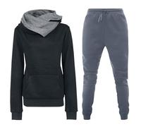 AMDOLE Traje de pantalón para mujer - y sudadera de invierno para mujer. - Juego de sudadera con capucha e invierno con pantalones deportivos para el tiempo libre, pantalones sueltos para mujer, gris