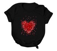 AMDOLE Traje de San Valentín Mujer Camisa de moda, Casual Manga Corta Suéter Tops Trajes de moda para mujer 2024, Negro , XL