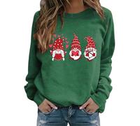 AMDOLE Trajes de San Valentín para mujer y estampado de enano casual de San Valentín de manga larga suéter de moda para mujer 2024, verde, 3XL