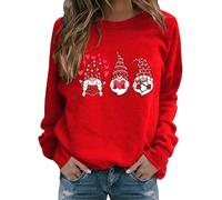 AMDOLE Trajes de San Valentín para mujer y estampado de enano casual de San Valentín de manga larga suéter de moda para mujer 2024, rojo, 3XL