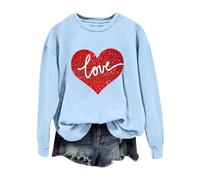 AMDOLE Trajes de San Valentín para mujer y manga larga Camisa de moda para mujer 2024, azul claro, M