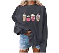 AMDOLE Trajes de San Valentín para Mujeres Suéter sin Capucha Sudadera Impresión de Amor Suéter Suéter Suéter Suelto Trajes de moda para Mujeres 2024, gris, XL