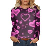 AMDOLE Trajes de San Valentín para mujeres y mangas largas, San Valentín Love Print Trajes de moda para mujeres 2024, Negro , L