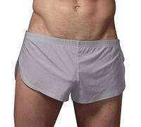 AMDOLE Twerk - Ropa interior para hombre, ligera, suave, sexy, cómoda, casual, color sólido, pantalones sin ropa interior, gris, L