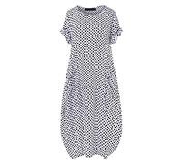 AMDOLE Vestido de noche mujer ropa corto punto casual maxi cuello redondo mujer estampado de lunares vestido de dama de honor, Blanco, S