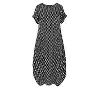 AMDOLE Vestido de noche mujer ropa corto punto casual maxi cuello redondo mujer estampado de lunares vestido de dama de honor, Negro , S
