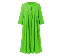 AMDOLE Vestido de playa para mujer, liso, informal, largo con cuello alto y botones para mujer, de algodón y lino, verde, S
