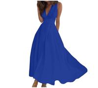 AMDOLE Vestidos de baño para mujer, vestidos de verano del Reino Unido para mujer, primavera y verano, elegante, cuello en V, sin mangas, vestido largo de moda con estampado floral, vestido de playa
