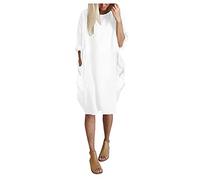 AMDOLE Vestidos elegantes para mujer, cuello redondo, para fiestas, citas, entallados, vestidos de fiesta adelgazantes para mujer, blanco, S