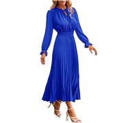 AMDOLE Vestidos Para Niñas Vestido Casual Cuello Redondo Manga Corta Elegante y Estampado Vestido De Noche Largo, azul celeste, M