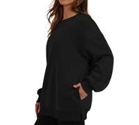 AMDOLE Warehouse Deal Sudadera de un solo color con estampado de letras de manga larga cuello redondo otoño invierno mujeres suelto casual top deportivo ropa de calle sudaderas sin capucha blusa tops