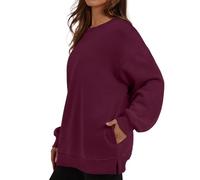 AMDOLE Warehouse Deal Sudadera de un solo color con estampado de letras de manga larga cuello redondo otoño invierno mujeres suelto casual top deportivo ropa de calle sudaderas sin capucha blusa tops