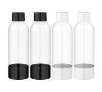 Amdoticknpf 4 Piezas Botellas para Hacer Refrescos, Botellas de Agua Reutilizables para Gasificar Compatibles con Isoda Drinkmate Cocosoda, Lengüetas de Plástico, Sin BPA, Negro y Blanco